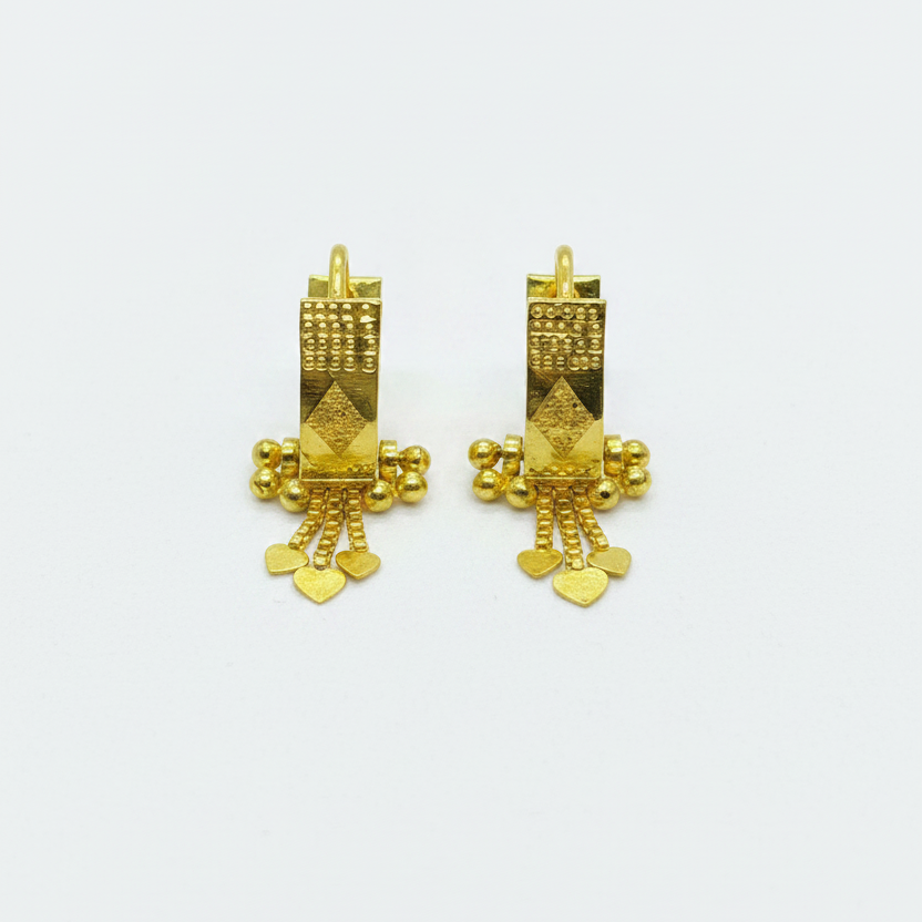 92.5 Sterling Silver Gold Plated Diamond-Cut Bali Earrings