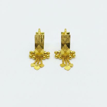 92.5 Sterling Silver Gold Plated Diamond-Cut Bali Earrings