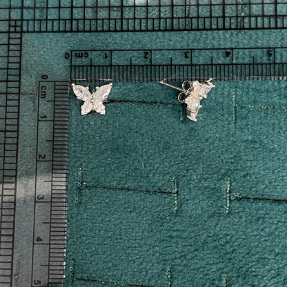 92.5 Silver White Stone Butterfly Studs | Elegant Floral Design | Jewellery pair