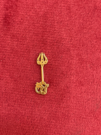 925 Silver Gold Plated Om Trishul Bugadi pair