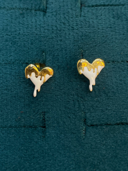 92.5 Silver Gold Plated Heart Earrings for Women | Stylish Romantic Design | Elegant Jewellery