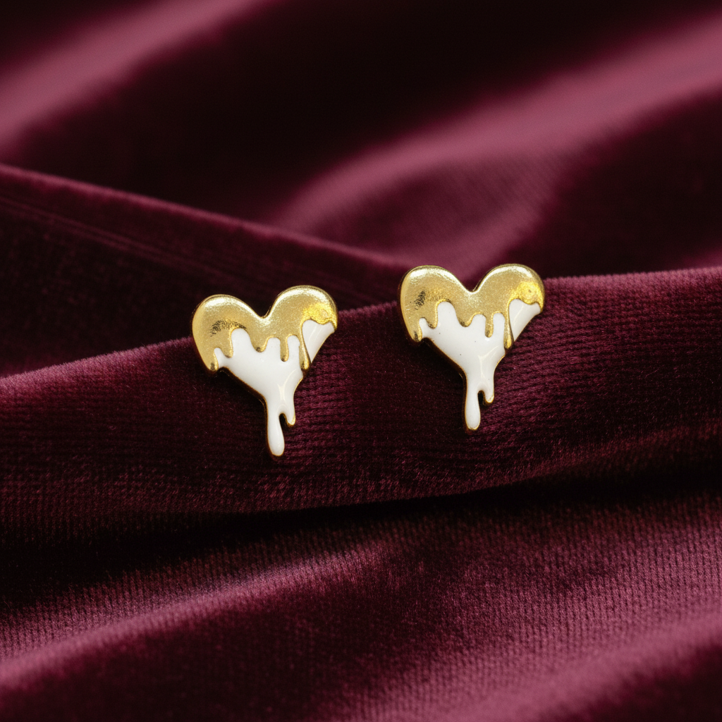 92.5 Silver Gold Plated Heart Earrings for Women | Stylish Romantic Design | Elegant Jewellery
