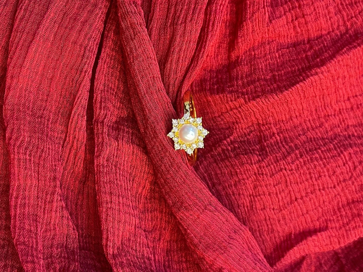 92.5 Silver Gold Plated Pearl Star Ring for Women | Elegant Minimal Jewellery