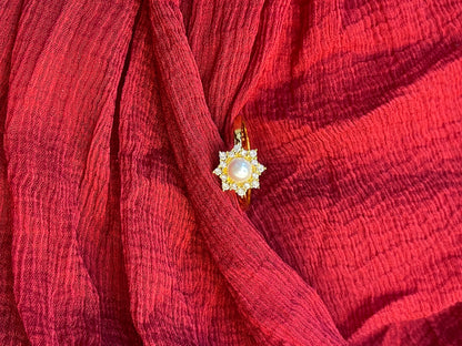92.5 Silver Gold Plated Pearl Star Ring for Women | Elegant Minimal Jewellery