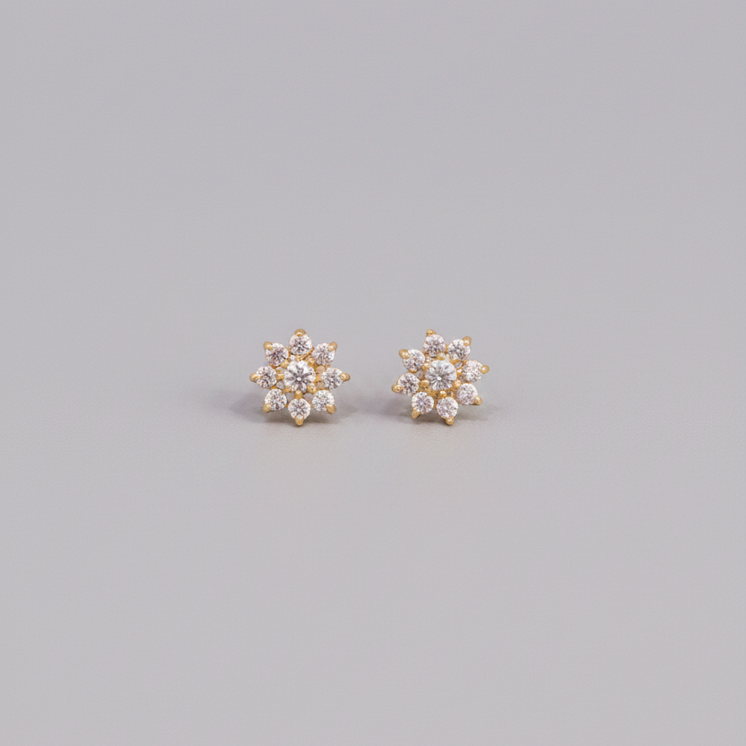925 Silver Gold Plated Eight Petal Studs for Women | Floral Design