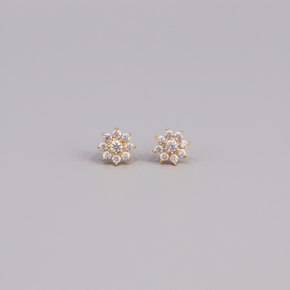 925 Silver Gold Plated Eight Petal Studs for Women | Floral Design