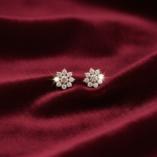 925 Silver Gold Plated Eight Petal Studs for Women | Floral Design
