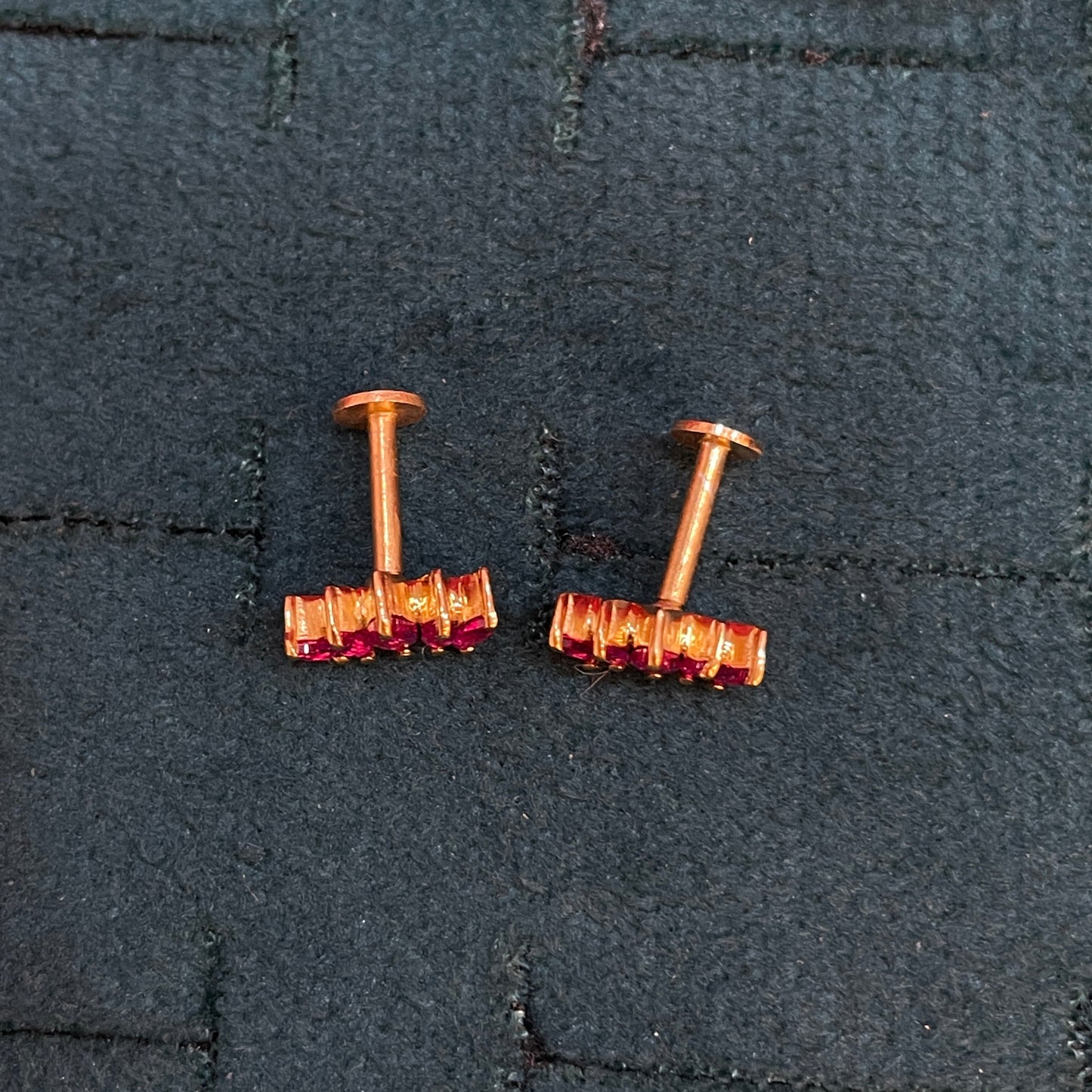 925 Sterling Silver Gold Plated Ruby 5 Leaf Stud Earrings for Women | Floral Design