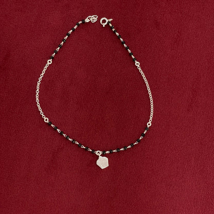 92.5 Silver Black Bead Cupcake Charm Anklet - Single Pc