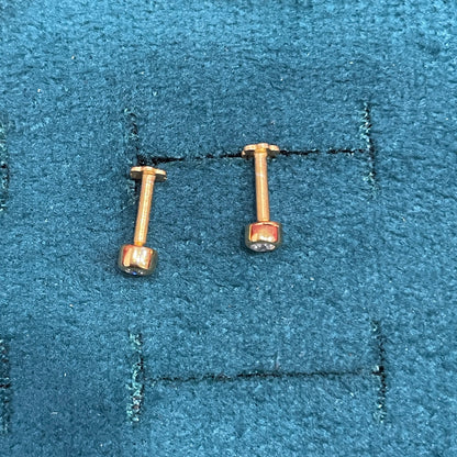 925 Silver Gold Plated Single Stone Studs
