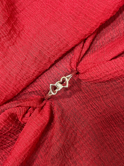 92.5 silver double heart classy ring size 14