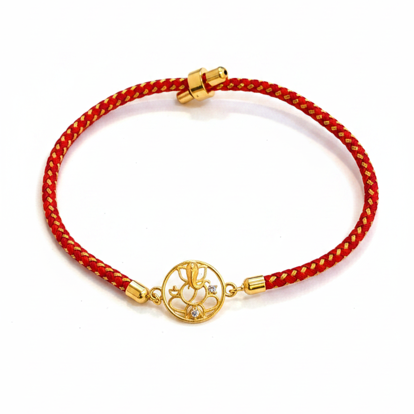 Silver Shivling Rakhi for Brother | Gold Plated Shivling Trishul Charm with CZ Stones on Black Thread
