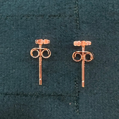 Rose Gold Plated 92.5 Sterling Silver Eight-Point North Star CZ Stud Earrings for Women | Petite Open Star CZ Centre | Second Piercing Earring Pair