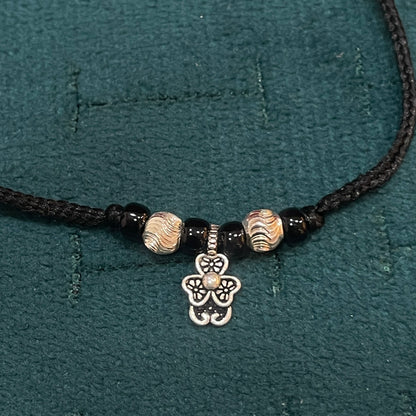 92.5 Sterling Silver Oxi Flower Thread Anklet - Single pc