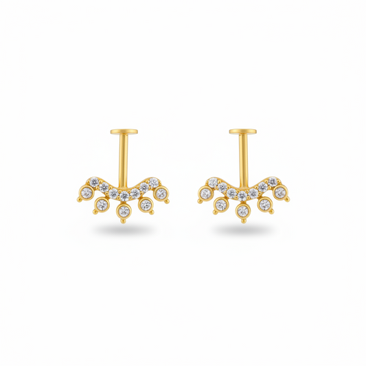 92.5 Silver Gold Plated Rangoli Bugadi Pair| Artistic Traditional Design | Jewellery