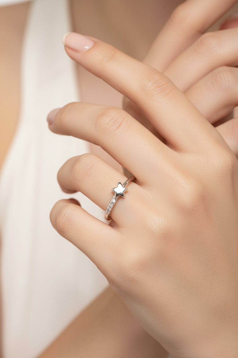 92.5 Silver Shooting Star Ring - Size 10