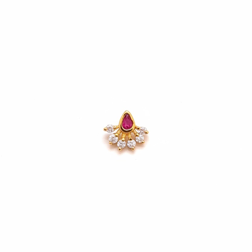925 Silver Gold Plated Ruby Nosepin