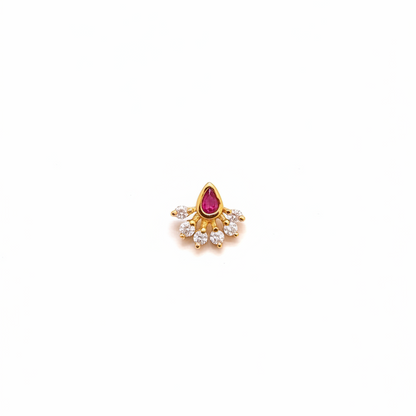 925 Silver Gold Plated Ruby Nosepin