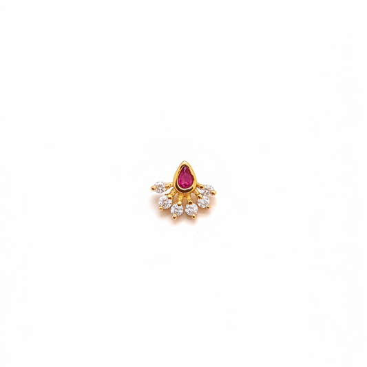 925 Silver Gold Plated Ruby Nosepin