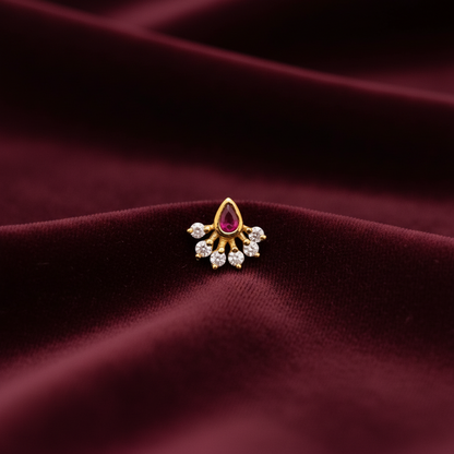 925 Silver Gold Plated Ruby Nosepin