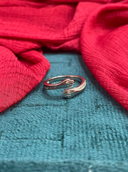 92.5 Silver Hug Ring for Women | Stylish Embrace Design | Elegant Fashion Jewellery