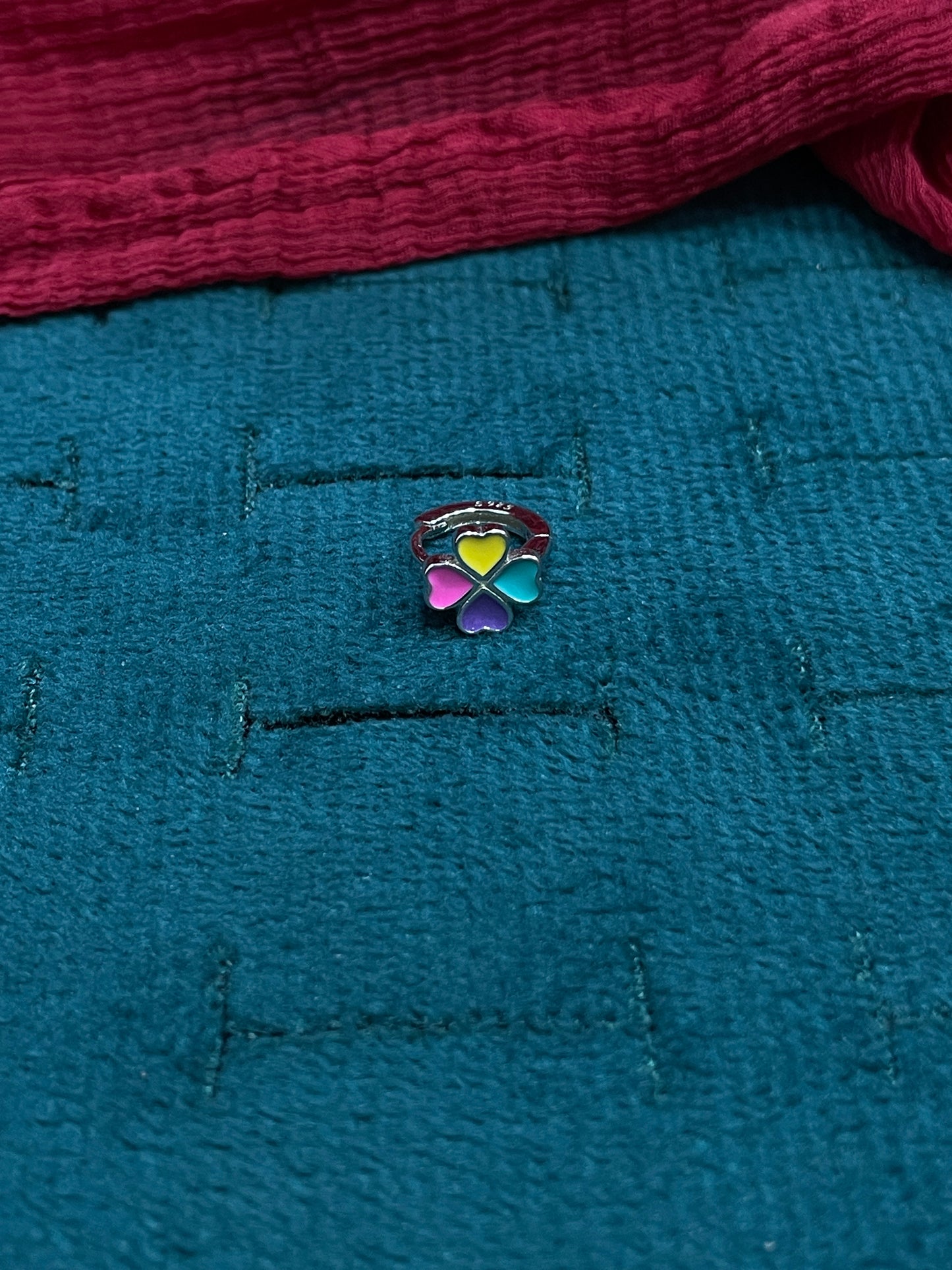 925 Silver Colourful Clover Hoops