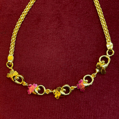 92.5 Silver Gold Plated Enamel Floral Bracelet for Women