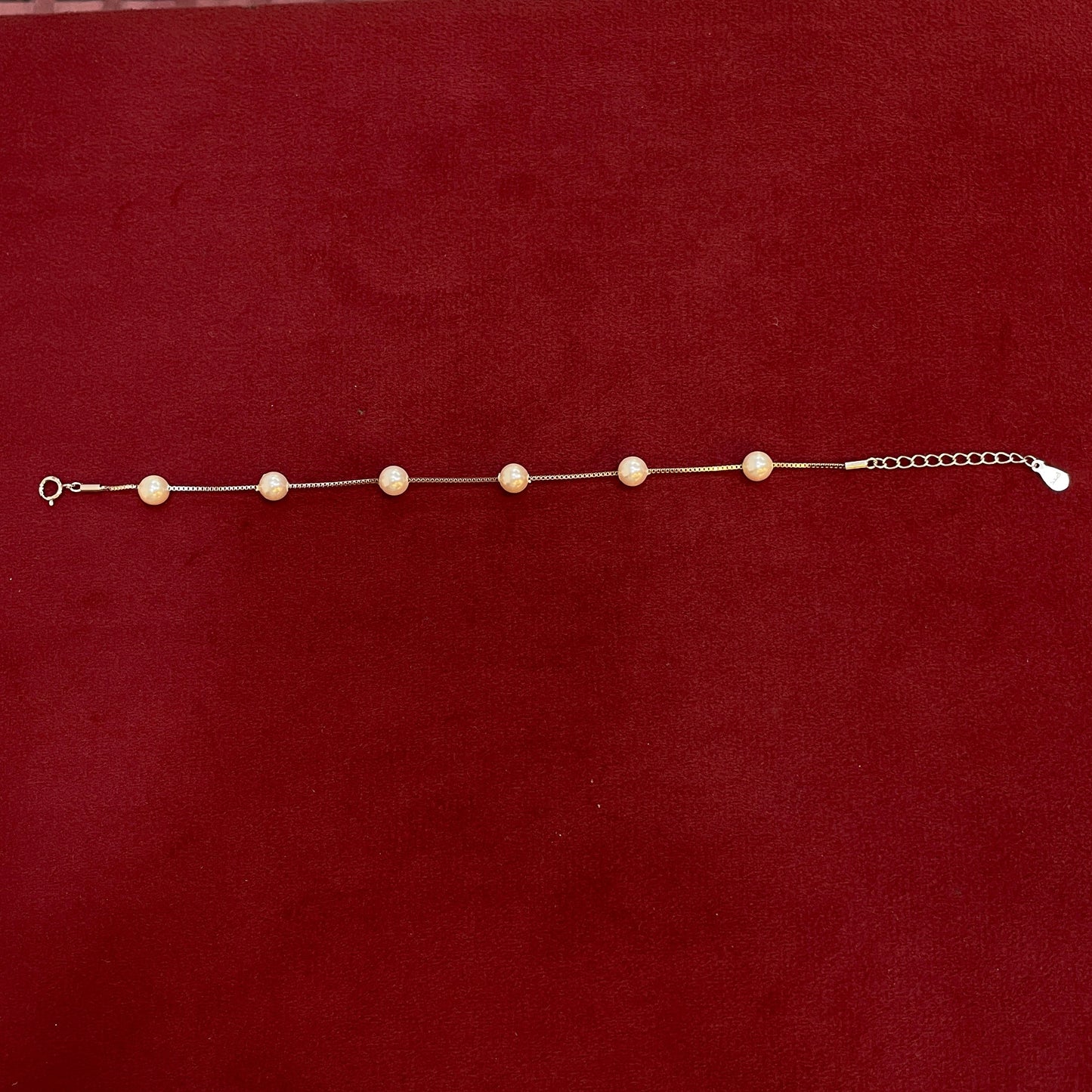 92.5 Sterling Silver Floating Pearl Station Bracelet for Women
