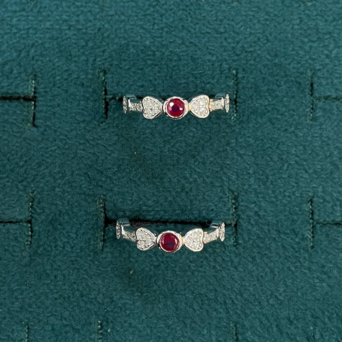 92.5 Silver Pink CZ Heart Cluster Toe Rings for Women