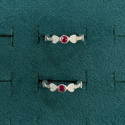 92.5 Silver Pink CZ Heart Cluster Toe Rings for Women