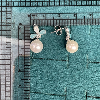 92.5 Silver Pearl Hanging Earrings for Women | Stylish Dangle Design | Elegant Jewellery pair