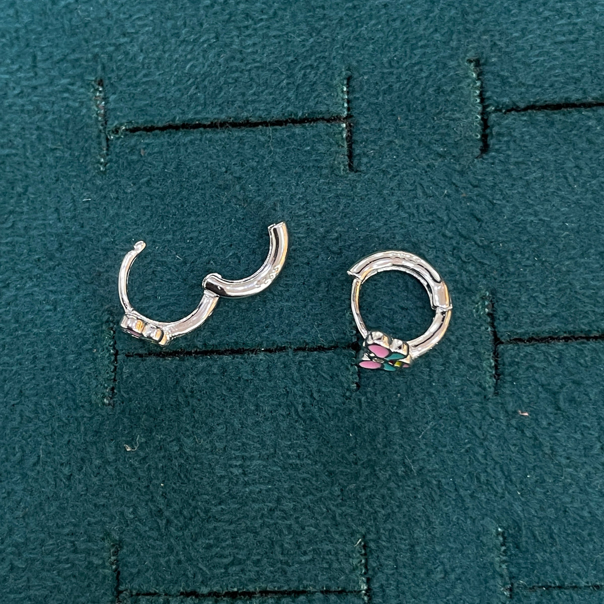 92.5 Silver Bumble Bee Huggie Hoop Earrings for Girls