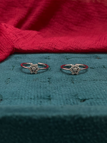 925 Silver Flower Toerings