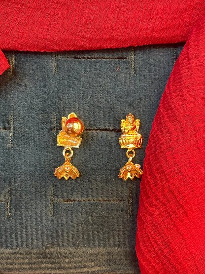 92.5 silver gold plated Lakshmi Devi jhumkas