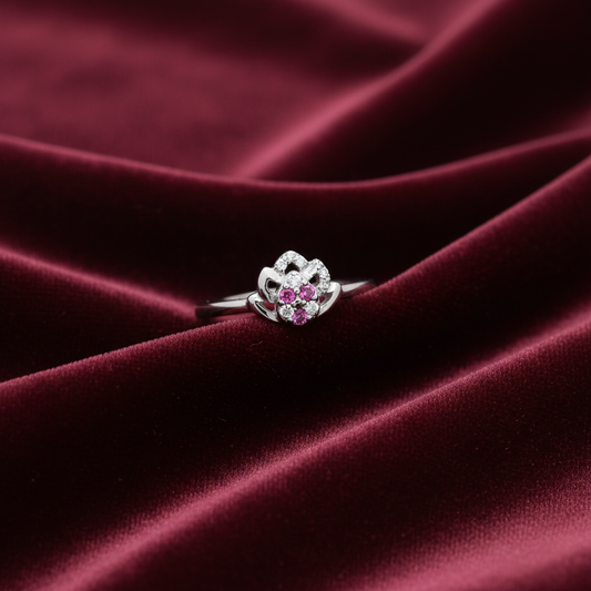 92.5 Silver Lotus Ring for Women Size 7 | Stylish Spiritual Design | Elegant Fashion Jewellery