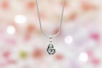 92.5 Silver Oxidised Ganesha Pendant for Men & Women | Ganpati Antique Design | Spiritual Jewellery