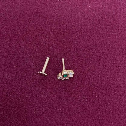 92.5 Sterling Silver Gold Plated Blue CZ Crown Nose Pin