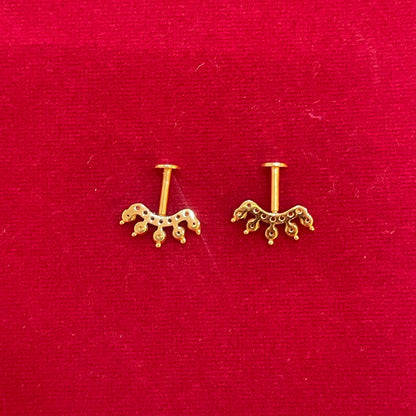 92.5 Silver Gold Plated Rangoli Bugadi Pair| Artistic Traditional Design | Jewellery