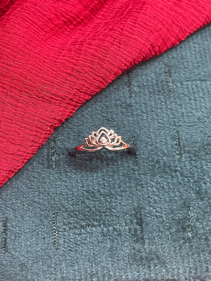 92.5 Silver Lotus Ring for Women Size 10 | Stylish Spiritual Design | Elegant Fashion Je