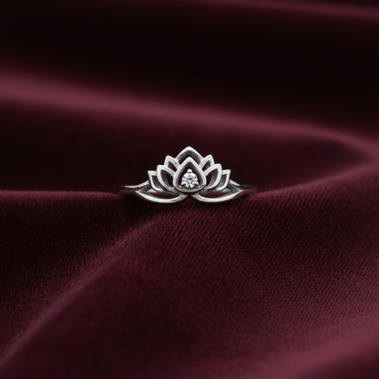 92.5 Silver Lotus Ring for Women Size 10 | Stylish Spiritual Design | Elegant Fashion Je