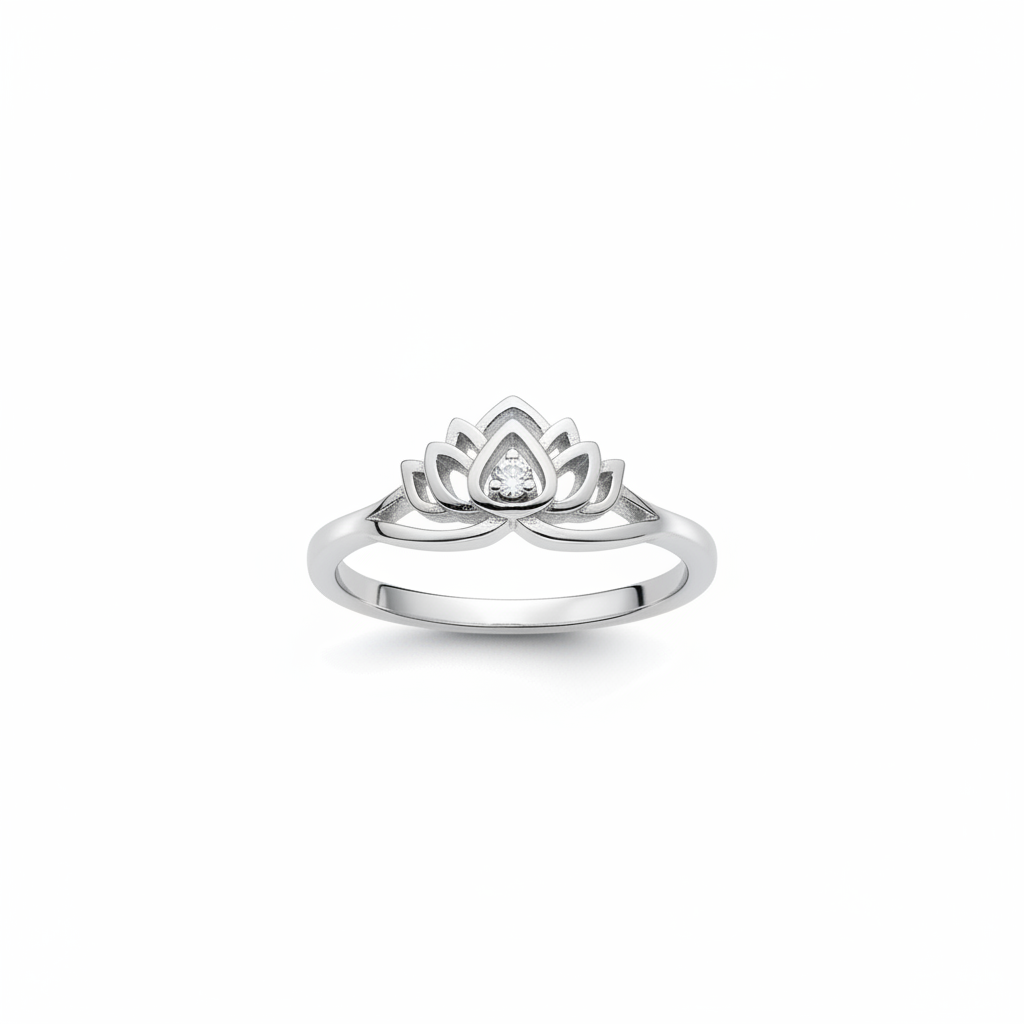 92.5 Silver Lotus Ring for Women Size 10 | Stylish Spiritual Design | Elegant Fashion Je