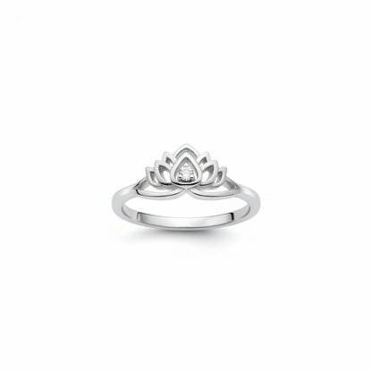 92.5 Silver Lotus Ring for Women Size 10 | Stylish Spiritual Design | Elegant Fashion Je