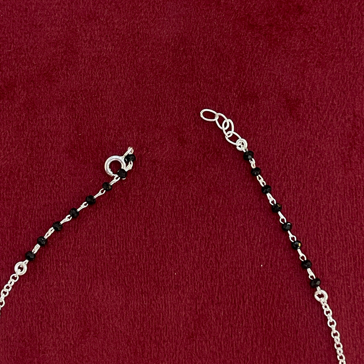 92.5 Silver Black Bead Cupcake Charm Anklet - Single Pc