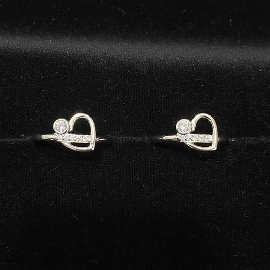 92.5 Silver Heart Design Toe Rings | Stylish Minimal Finish | Jewellery