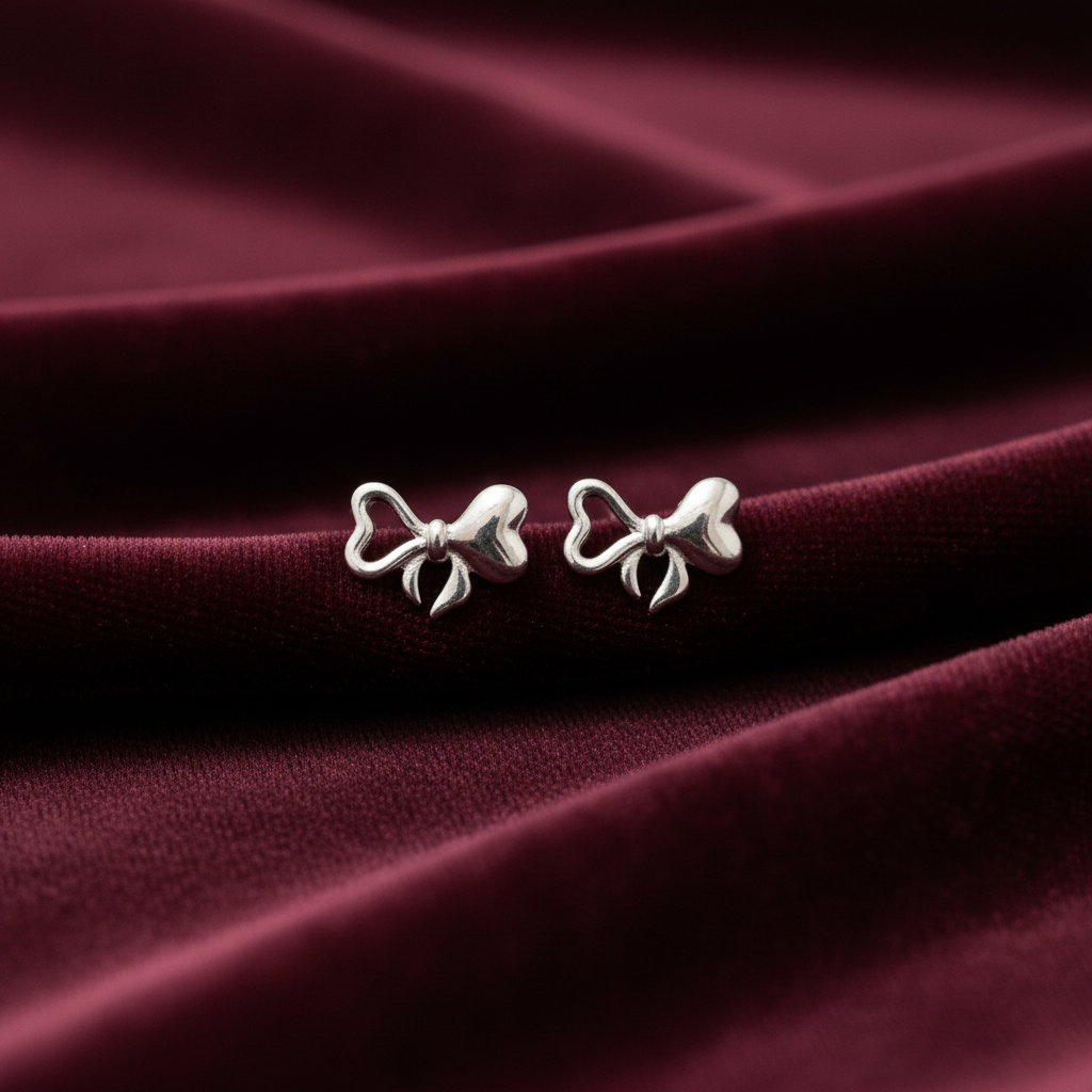 92.5 Silver Bow Earrings for Women | Stylish Cute Design | Elegant Trend Jewellery