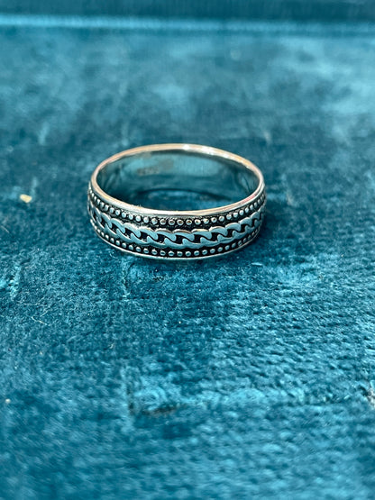 92.5 Silver Oxidised Men’s Ring Size 24 | Stylish Classic Vintage Design | Elegant Jewellery
