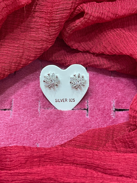 92.5 Silver Stylish Flower Studs | Elegant Floral Modern Design | Jewellery