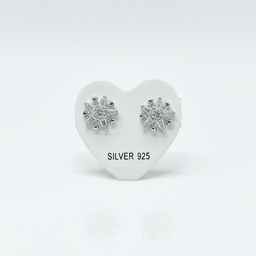 92.5 Silver Stylish Flower Studs | Elegant Floral Modern Design | Jewellery
