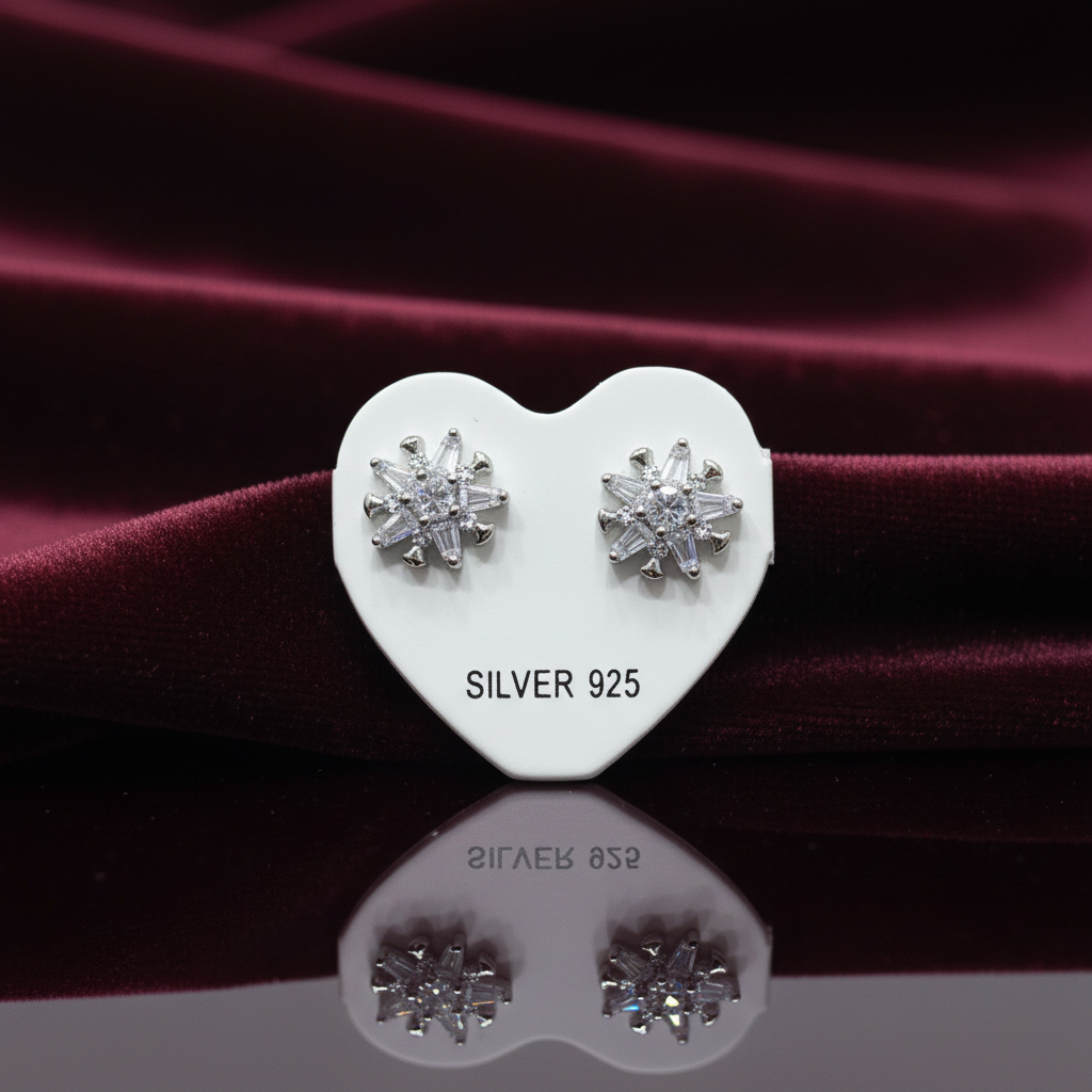 92.5 Silver Stylish Flower Studs | Elegant Floral Modern Design | Jewellery