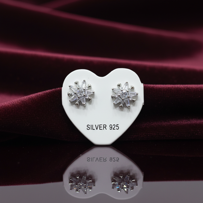 92.5 Silver Stylish Flower Studs | Elegant Floral Modern Design | Jewellery